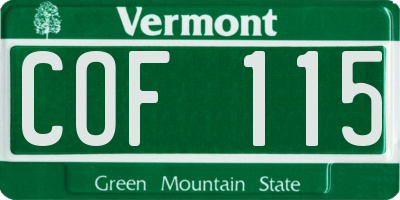 VT license plate COF115
