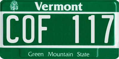 VT license plate COF117
