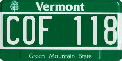 VT license plate COF118
