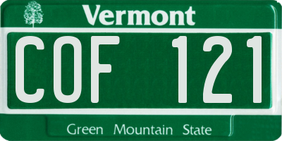 VT license plate COF121