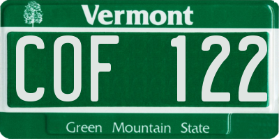 VT license plate COF122