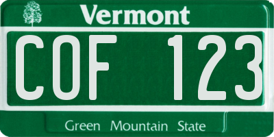 VT license plate COF123