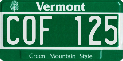 VT license plate COF125