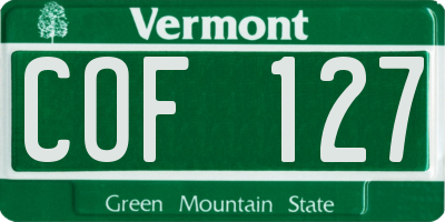 VT license plate COF127