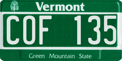 VT license plate COF135