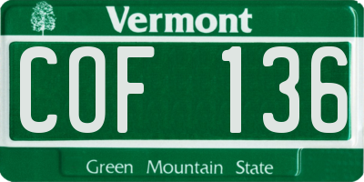 VT license plate COF136