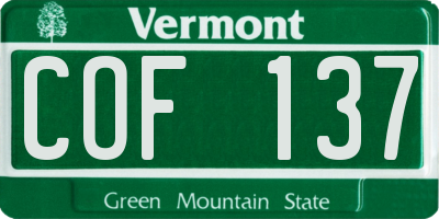 VT license plate COF137