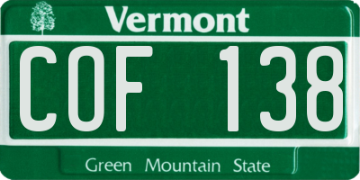 VT license plate COF138