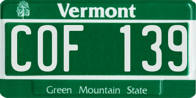 VT license plate COF139