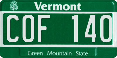 VT license plate COF140