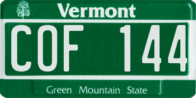VT license plate COF144