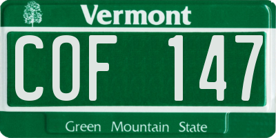 VT license plate COF147