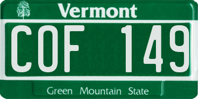 VT license plate COF149