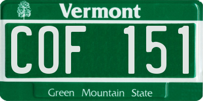VT license plate COF151