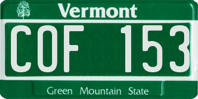 VT license plate COF153