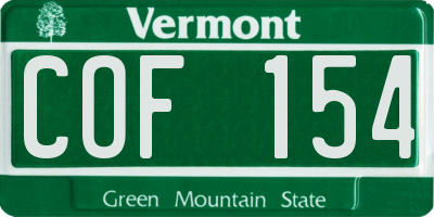 VT license plate COF154