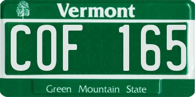 VT license plate COF165
