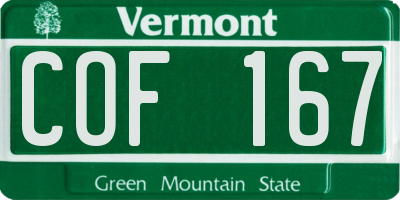 VT license plate COF167