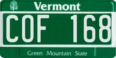 VT license plate COF168