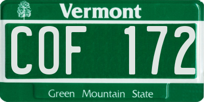 VT license plate COF172