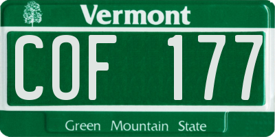 VT license plate COF177