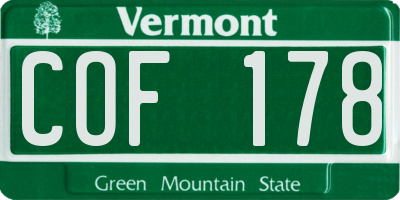 VT license plate COF178