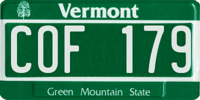 VT license plate COF179