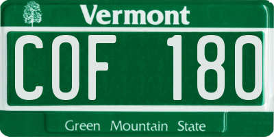 VT license plate COF180