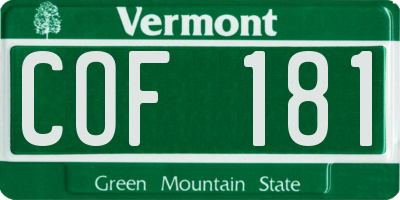 VT license plate COF181