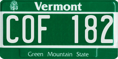 VT license plate COF182