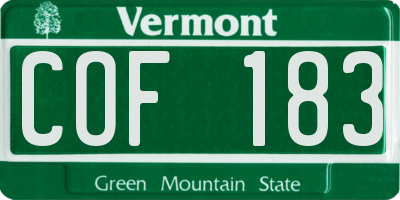 VT license plate COF183