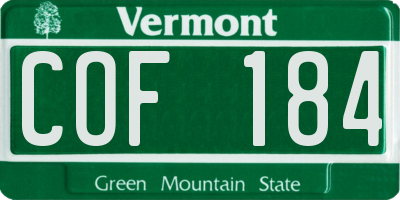 VT license plate COF184