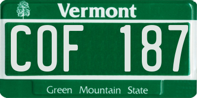 VT license plate COF187
