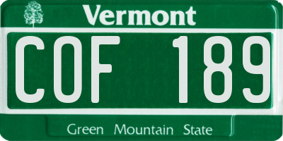 VT license plate COF189