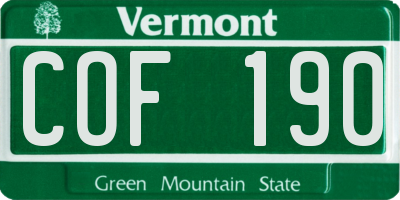 VT license plate COF190
