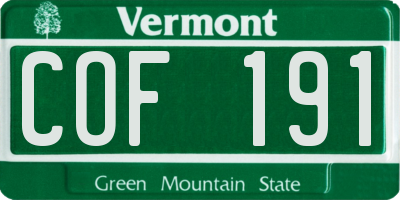 VT license plate COF191