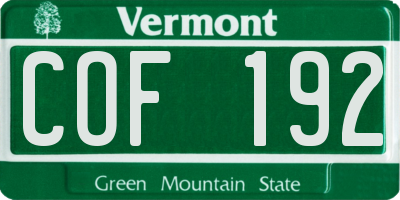 VT license plate COF192