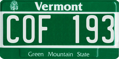 VT license plate COF193