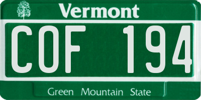 VT license plate COF194