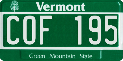 VT license plate COF195