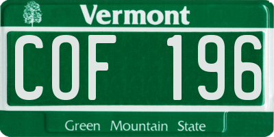 VT license plate COF196