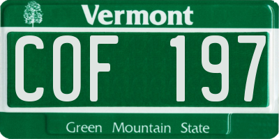 VT license plate COF197