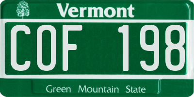 VT license plate COF198