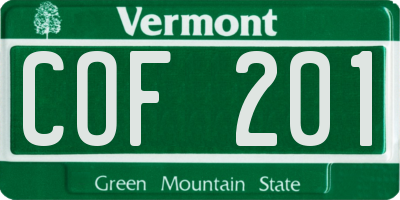 VT license plate COF201