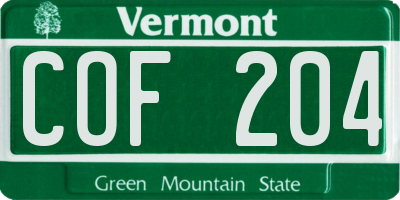 VT license plate COF204
