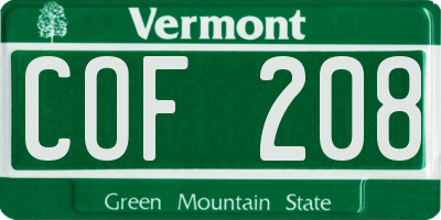 VT license plate COF208