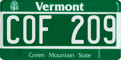 VT license plate COF209