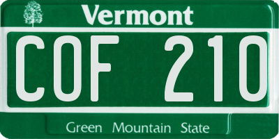 VT license plate COF210