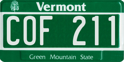 VT license plate COF211