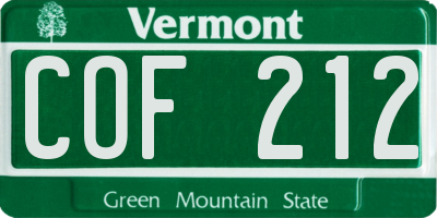 VT license plate COF212